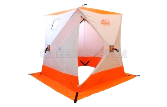 Палатка зимняя куб СЛЕДОПЫТ 1500 х1500 мм Oxford 240D PU 2000, 2-местная, цвет бело-оранжевый