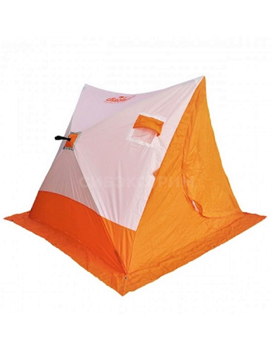 Палатка зимняя СЛЕДОПЫТ 2-скатная, Oxford 210D PU 1000 цвет бело-оранжевый