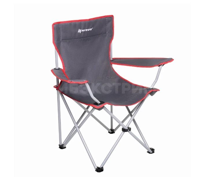 Кресло складное серый/красный без чехла (N-242-GR-1) NISUS до 100 кг